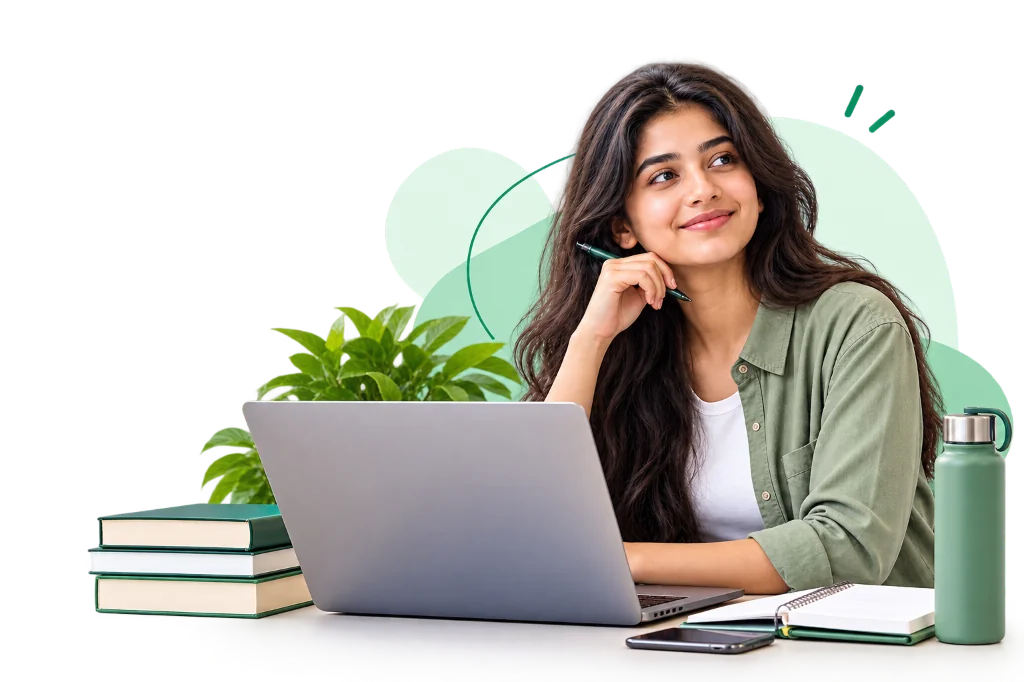 Indian student exploring scholarship opportunities on laptop